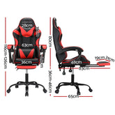 Artiss 2 Point Massage Gaming Office Chair Footrest Red Chez Guru